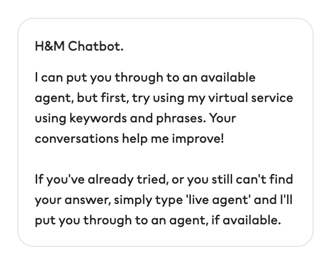 H&M's chatbot